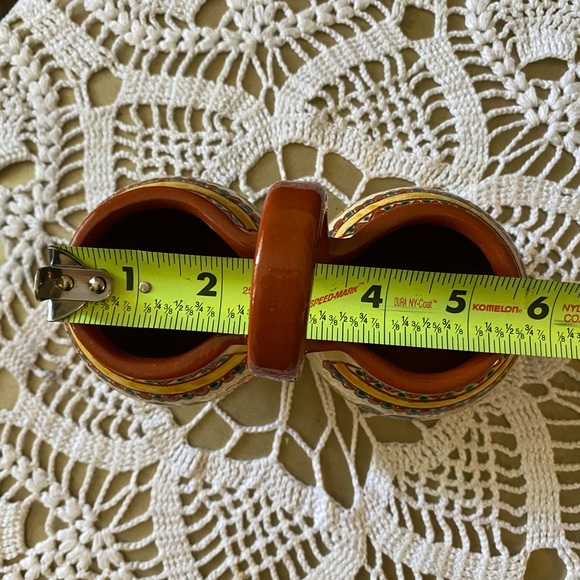 🔥 3 FOR $20 SALE Twin Clay Wabi Sabi Condiment Pots Hand Painted succulents pot - Picture 6 of 7